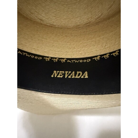 Atwood Nevada Palm Leaf  15x Long Oval  Size 7 1/8 Hat Natural Cowboy Rodeo GUC - Picture 14 of 16